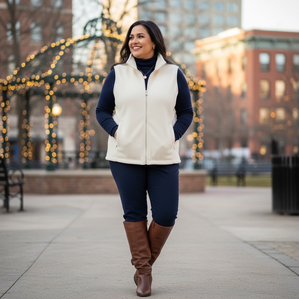Cream Fleece Zip-Up Vest – Soft & Cozy - Picture 3 of 6